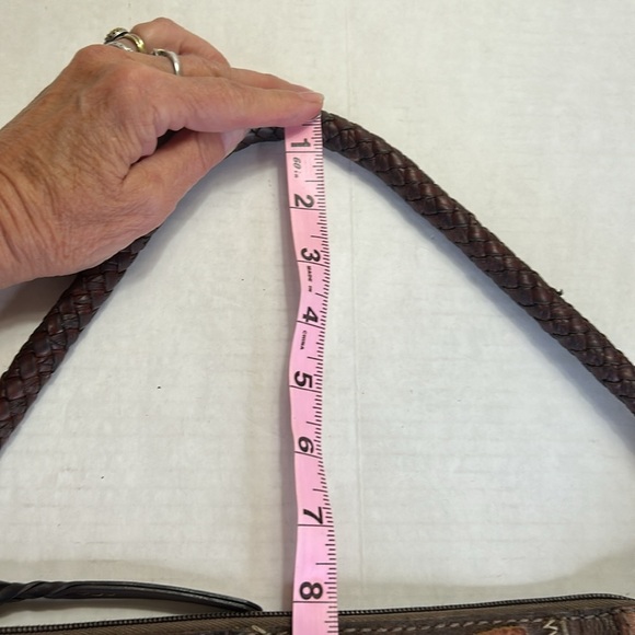 FOSSEL MULTICOLOR BOHO BROWN SUEDE LEATHER WOVEN STRAP SHOULDER BAG - Picture 15 of 16